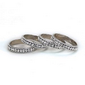 Silver Plated Napkin Ring w/ Chatons - 4 Piece Set